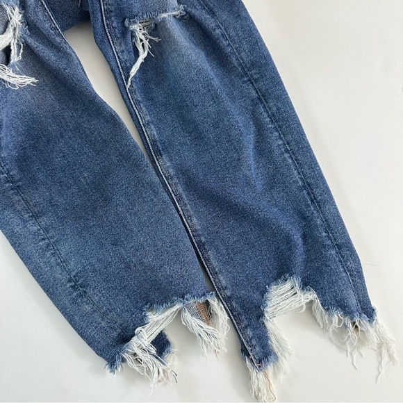 American Eagle Womens 00 Mom Straight Jeans Distressed Raw Hems - Picture 5 of 7